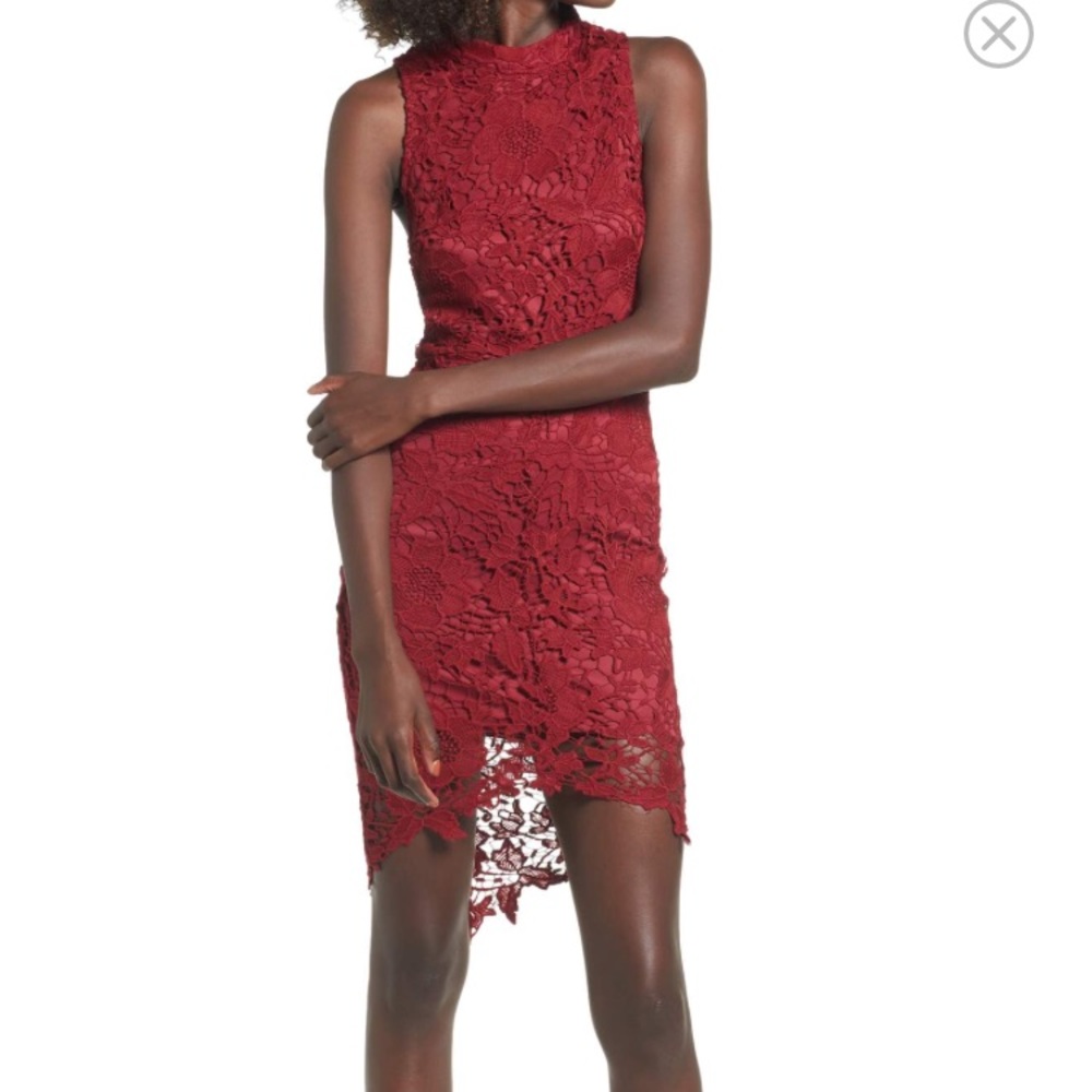 Red ASTR lace cocktail dress